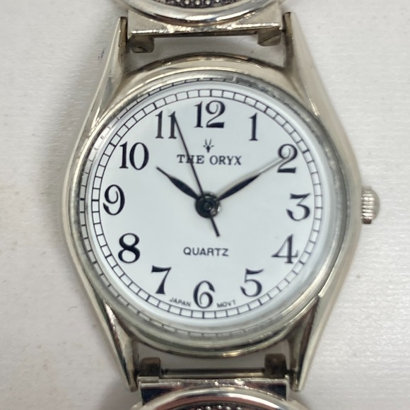 Oryx Watch Women Silver Tone Gemstone Band Amethyst Jasper 24mm New Batter 7.25" - Picture 2 of 16